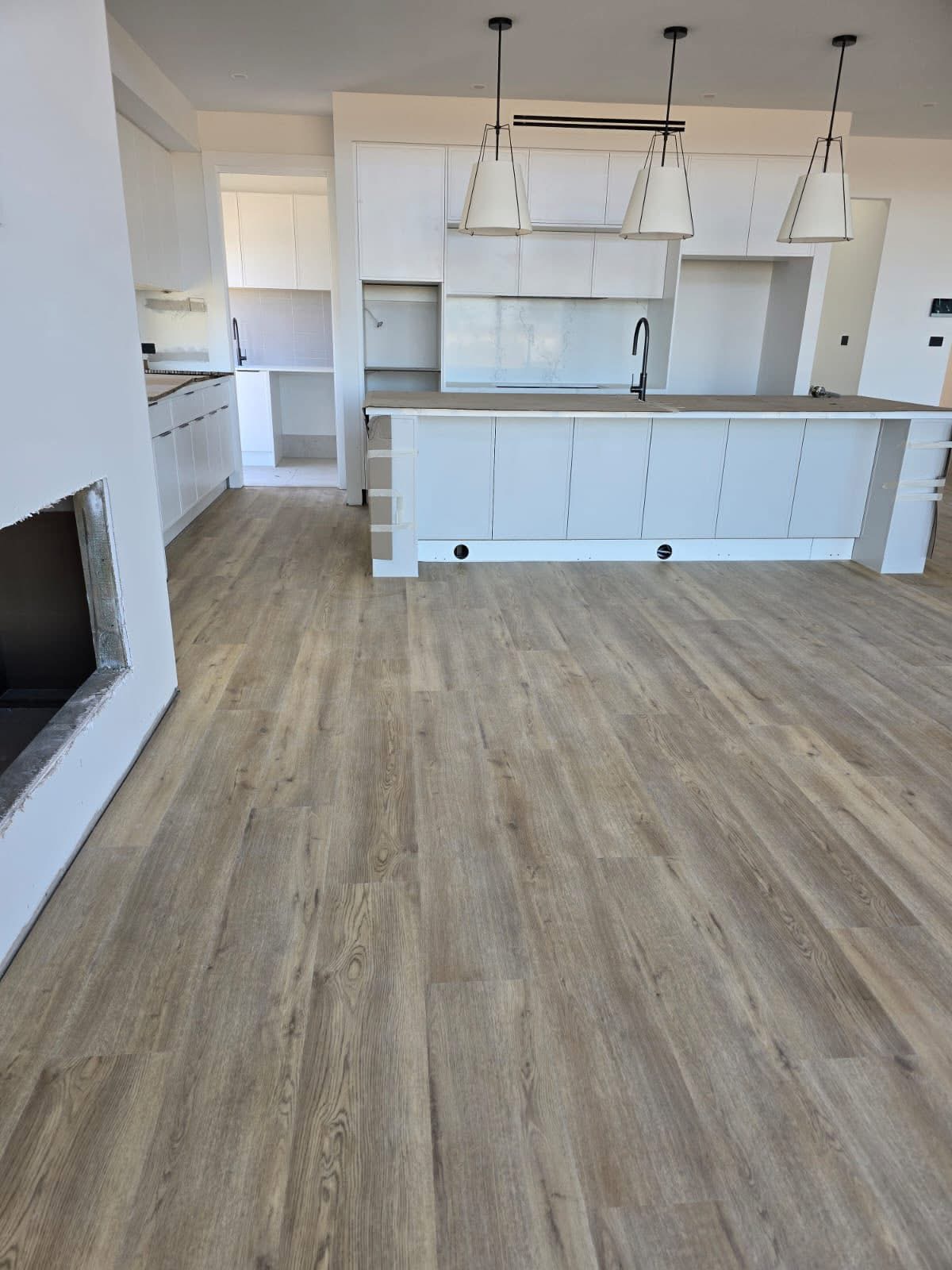 Hybrid timber flooring living room